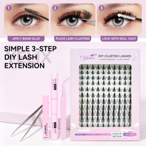 Qijun Custom DIY Lash Extension Kit Volume Lash 8-18mm 30D 40D 50D Private Label Eyelash Extension Individual Cluster Lashes