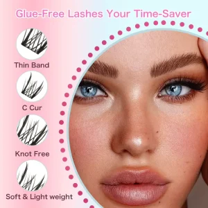 Quick & Easy Self-Adhesive Synthetic Hair Handmade Black Cotton Stalk False Eyelashes No Mess No Glue