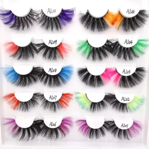 Rainbow Multi Color and Two Tone Faux Mink False Eyelashes Vegan Full Strip Lashes