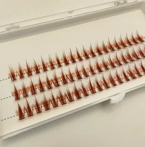 Red Brown Cluster Lashes D Curl DIY Eyelash Extension Kit Segmented Individual Lashes for Beginners