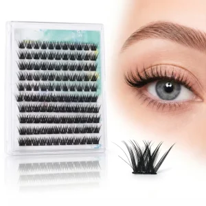Reusable False Lash Clusters Pre glued and Self adhesive 3D Cluster Lashes with a clear Invisible Band Cruelty free