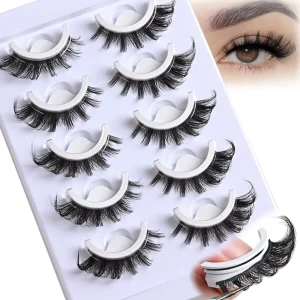 Reusable Fox Eye Self Adhesive Strips Eyelashes No Glue Needed Wispy Natural False GluelessLash Pack Cat Eye Press on Eyelash