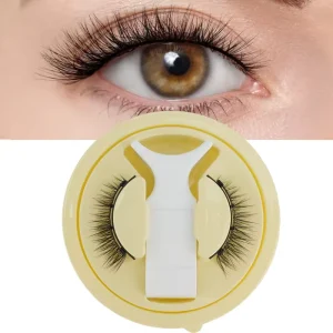 Reusable Handmade Magnetic Eyelashes 1 Pair Natural Curly Travel Size No Glue Needed Lashes Makeup with Tweezer Set