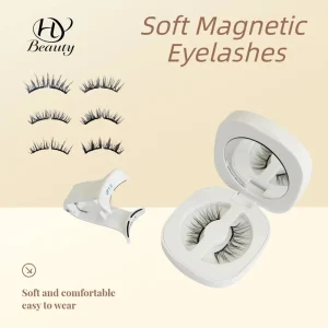 Reusable Handmade Soft Quantum Magnetic Eyelashes No Glue Needed Full Strip Magnetic Lash with Applicator Case