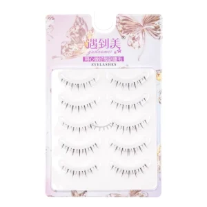 Reusable Handmade Synthetic Hair Natural Look Long 3D Lightweight Soft Transparent Plastic Tray 12mm Strip Eyelashes