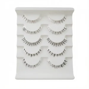 Reusable Handmade Synthetic Hair Natural Look Natural Long 3D Lightweight Soft 12mm Clear Band Strip False Eyelashes