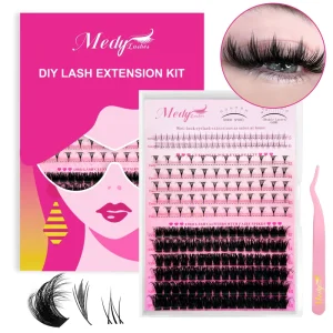 Reusable Long Lasting Heat Bonded DIY Eyelash Extension Natural Wispy Fluffy Volume Mixed Length Cluster Eyelashes