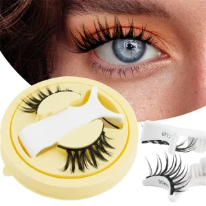 Reusable Magnetic Eyelashes 1 Pair Natural Curly Magnetic Eyelashes No Glue Needed Lashes Makeup with Tweezer Set