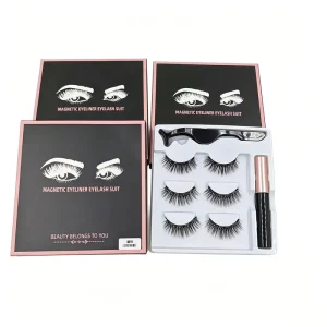 Reusable Magnetic Eyelashes Natural Long Magnetic Liquid Eyeliner Magnetic False Eyelashes Tweezer Set Makeup Eyelashes