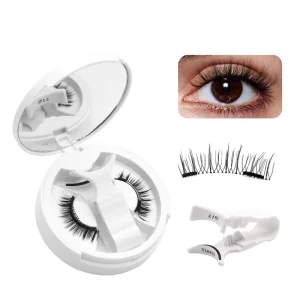 Reusable Magnetic Full Strip Synthetic Eyelashes No Glue or Eyeliner Needed with Convenient Applicator