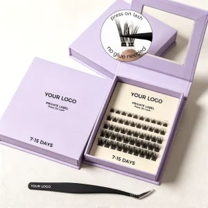 Reusable Pre Glued Cluster Lash Private Label Lasting 7 15 Day Waterproof Press on Self Adhesive Individual Lash Clusters Upper