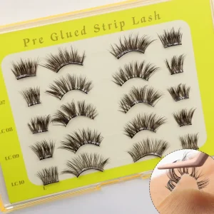 Reusable Self-Adhesive Waterproof Press-On Lashes Invisible Clear Band 3D Effect Handmade Synthetic Hair Cruelty-Free Custom