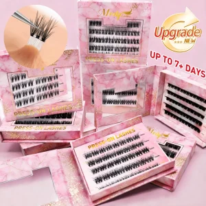 Reusable Self Stick Press Lashes Waterproof Synthetic Hair Lash Clusters for Pre Glued Long Lasting Cruelty Free Glow