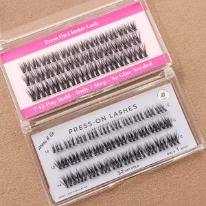 Reusable Synthetic Hair Press On Cluster Lashes Self Adhesive Cruelty Free 3D Volume Transparent Band Eco Friendly Eyelash