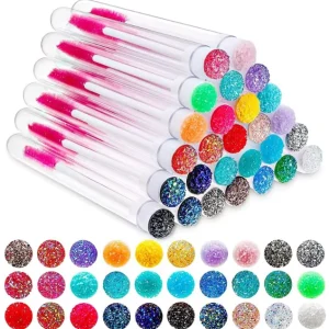 Reusable Tube Eyelash Mascara Wands with Drill Portable Disposable Tube Crystal Rod Lash Brush Spoolies Eyebrow Brush