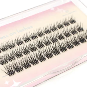 Reusable Waterproof Long Lasting 10 Days Self Stick Eyelashes Invisible Clear Band Pre Glued Press on Cluster DIY Lashes Factory