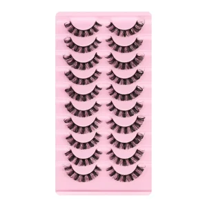 Russian D 10 Full Strip Eyelashes Custom Pink Eyelash Supplier Provides 10 Pairs