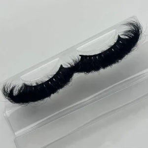 Russian D Curl Strip Mink Lashes 25mm Natural Fluffy Eyelashes Custom Logo Lash Vendor