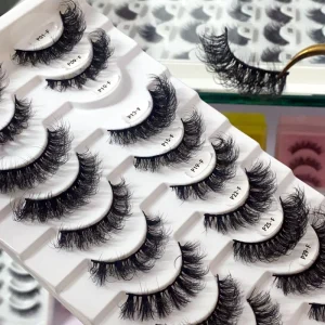 Russian Full Strip Eyelashes Private Label Thick Fluffy Style Faux Mink Lashes Handmade DD Curl Eyelashes