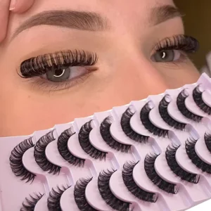 Russian Strip Eyelashes D Curl 10 Pairs Faux Mink Vegan Lashes Vendor