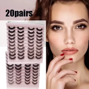 Russian Strip Lashes 5 10 20 Pairs 3D Fluffy Mink Lashes Natural False Eyelashes Russian Eyelashes D Curl Fake Eyelashes Make up