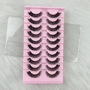 Russian Style Volume Eyelash Strip Lashes DD Curl Thick Natural Wispy False Eyelashes Black Band Strip Lashes OEM