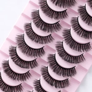 Russian Volume Eyelash Extensions D DD Curl Wispy Fluffy False Lashes Handmade 10 Pairs Pack 25mm Length Eyelashes Full Strip