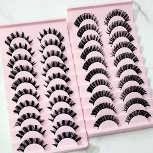 Russian Volume False Eyelashes Handmade Thick Long Synthetic Fiber Lashes Natural Curl Reusable Strip Eyelashes Eye Makeup