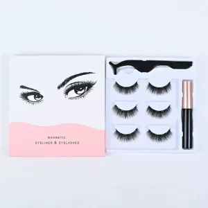SHUANGYU 3 Pairs Invisible Magnetic Full Strip Synthetic Hair 0.07MM Thickness Handmade False Eyelashes