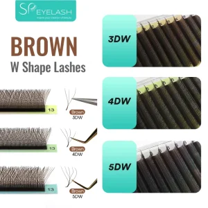 SP EYELASH 3D 4D 5D 6D Brown W Shape Lashes Cashmere Premade Volume Fan Lash Extensions YY W Style Lashes Extension Faux Mink
