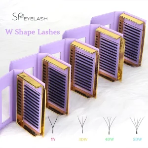SP EYELASH Custom Logo YY W Shape Lash Extension Fan Eyelashes Mesh Cilios Hand woven 3D 4D 5D W Clover Lash