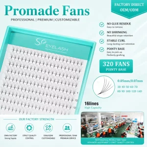 SP EYELASH Custom Private Label Promade Fans 3D 4D 5D 6D 8D 10D 12D 14D 20D Volume Lashes Factory Price