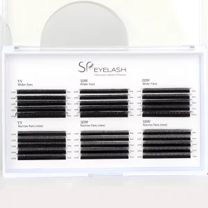 SP EYELASH Fluffy YY W V Shape Lash Extension Matte Black Narrow Wide Fan D CC L M Curl U Shape Eyelash Supplies