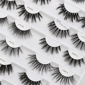 SP EYELASH Full Strip Private Label New Cat Eye Silk Lashes Strip Natural Faux Mink False Eyelashes