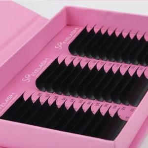 SP EYELASH Korean PBT Fiber Hand Made Matte Black ODM OEM 0.03 C D Cashmere Lash Extensions Volume Trays Soft Lashes