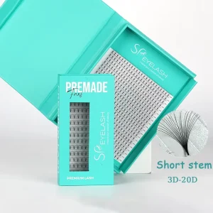 SP EYELASH Natural Soft Pre Made Volume Fans 0.07mm C D Curl Short Base 3D 4D 7D 12D Matte Black Premade Volume Fan Eyelashes