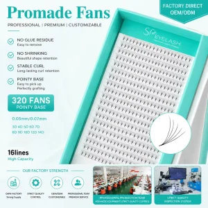 SP EYELASH No Glue Residue Promade Fans Eyelash Extensions 3D 4D 5D Soft Matte Black Volume Lashes No Shrinking Pointy Base