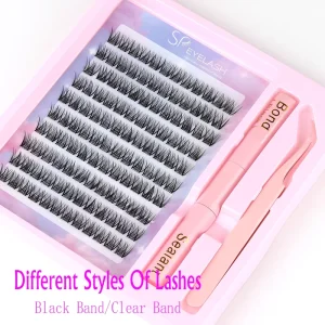 SP EYELASH Transparent Band Stem DIY Lash Clusters Factory Handmade Cluster Lashes Superfine Band Pre Cut Elastic Band Segment