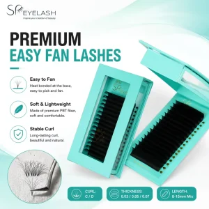 SP Eyelash Factory Price Fast Fanning Eyelash Extension 0.03 0.05 0.07mm Easy Fan Volume Lashes Tray Individual Eyelash Supplies