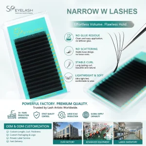 SP Narrow W Lash YY 3D 4D 5D 0.07 0.10mm Small Spacing Narrow Fans Eyelash Extensions Private Label Factory Price