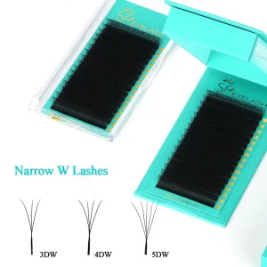 SP New Narrow Fans W Lashes Soft Matte Premade Slim 3DW 4DW 5DW Shape Lashes Extensions Clover Lash Trays Brazilian