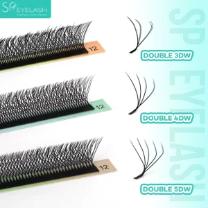 SP Premium Double Tips W Lash Extensions 3D 4D 5D Clover Shaped Eyelashes Extension Volume Fans Individual Lashes Factory Direct