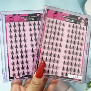ST9 Self Adhesive Eyelashes 80 100 PCS Pre Glued Cluster Lashes No Glue No Remover 10 13mm D Curl 1 Step DIY Lash Save Time
