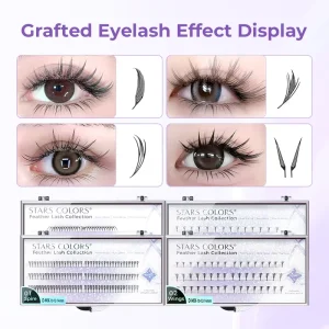 STARS COLORS Feather Lash Collection Individual Eyelashes Spire & Wings Style Grafted Eyelash Extensions for Natural