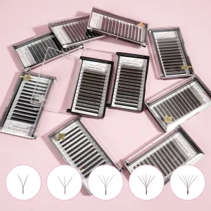 STARSCOLORS YY W Lash Extension 0.07mm Crisscross Eyelashes Narrow Wide Fan Matte Black Brown Weave Clover Lash Trays Pestanas