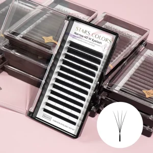 STARSCOLORS YY W Lash Extension 3D 6D W Matte Black Brown Crisscross Eyelashes Narrow Wide Fans Weave Clover Lash Trays Pestanas