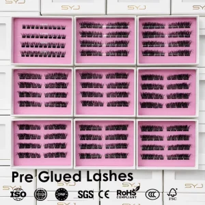 SYJ 3D Effect Self Adhesive Natural False Eyelashes Daily Wear Press on Multipack Lightweight Half Eye Lashes Pre Glued Eyelash