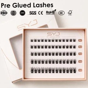 SYJ Diy Pre Glued Feather Cluster Lash Eyelashes Handmade Synthetic Reusable Press On False 10 Rows 0.07Mm Thickness