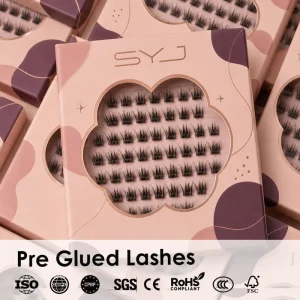 SYJ Factory Handmade Waterproof Synthetic Hair False Eyelashes No Needed Pre Glued Self Adhesive 10 Rows Lashes