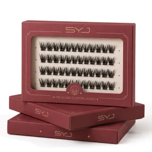 SYJ Handmade All Day Wear Press Lash 15 Day Strong Hold Pre Glued Reusable Soft Material Eyelashes Vegan Cruelty Free Diy